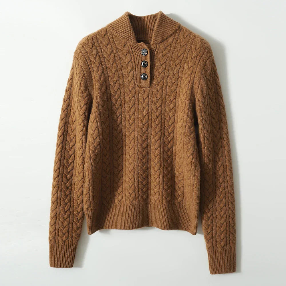 Nora Button Collar Knit Pullover