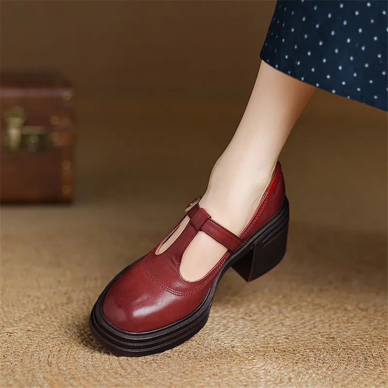 Elvana pumps met blokhak en bandje