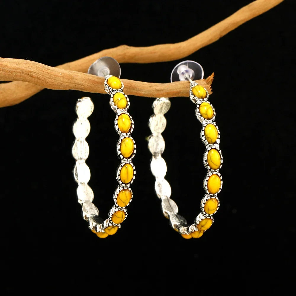 Vintage Oval Silver Hoop Earrings