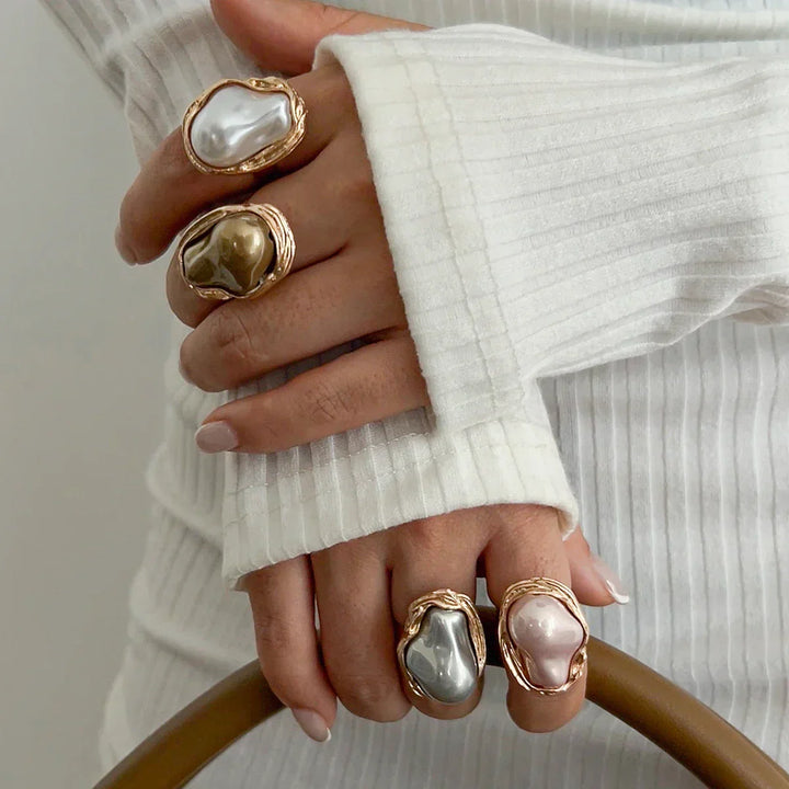 Chunky Baroque Pearl Cocktail Rings