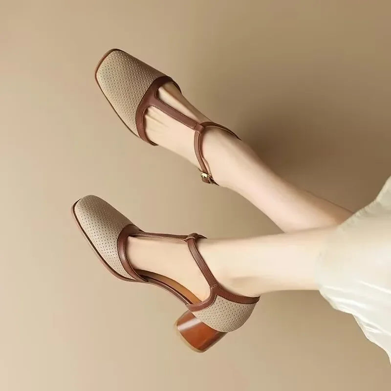 Scarpe Isava con tacco medio in vera pelle