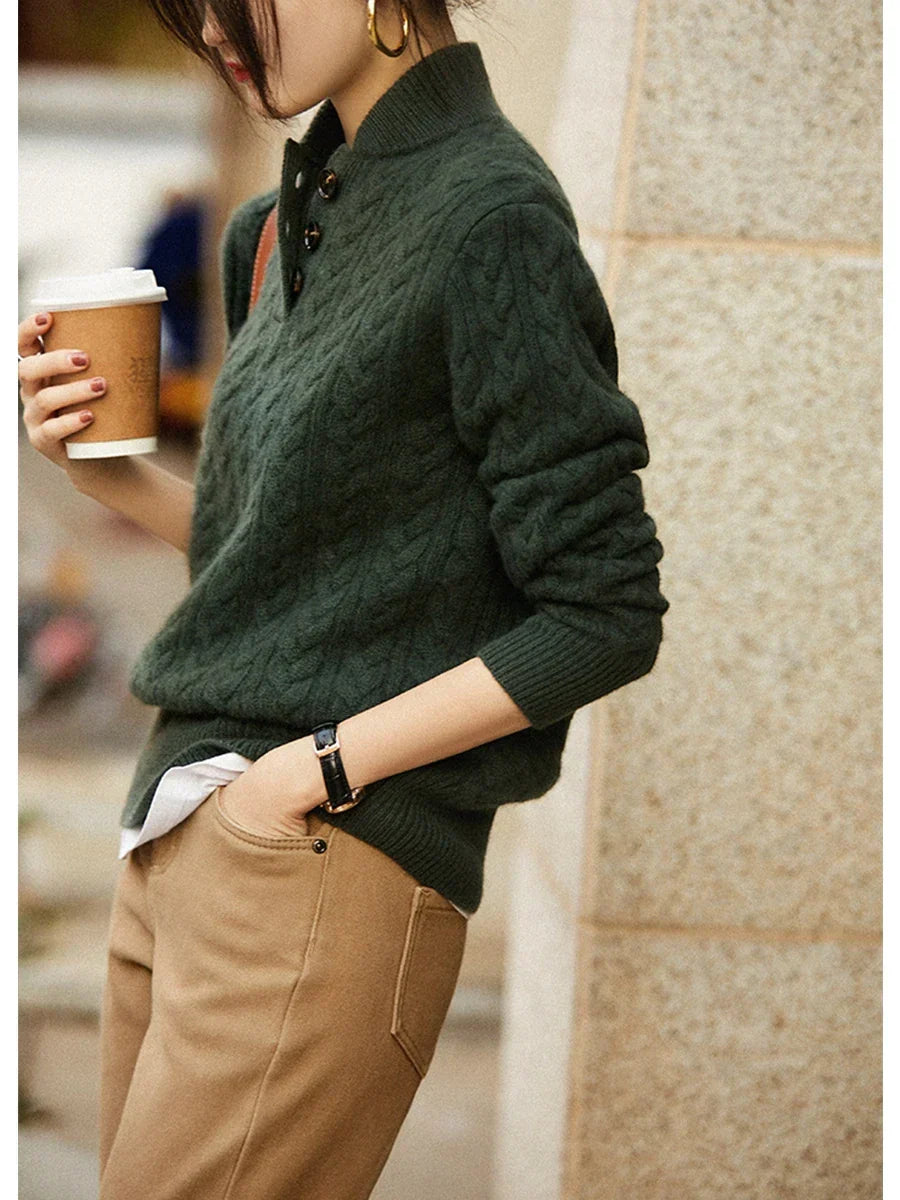 Nora Button Collar Knit Pullover