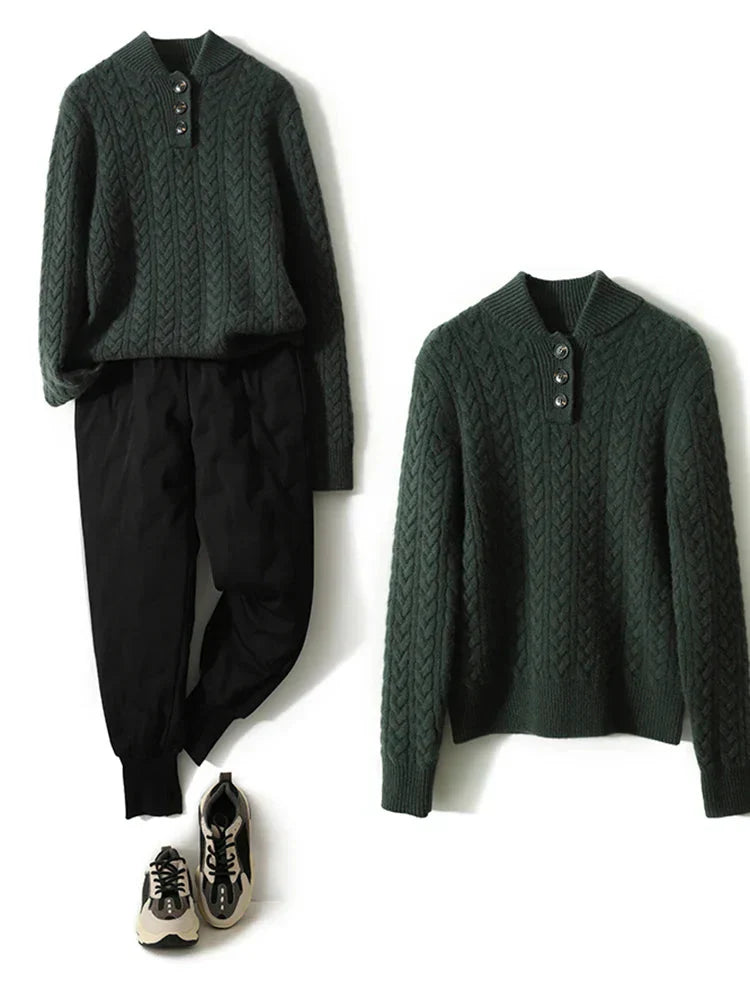 Nora Button Collar Knit Pullover