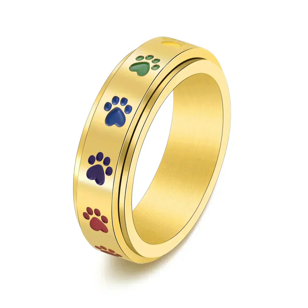 Thea - Rotatable anti-stress ring with rainbow paws