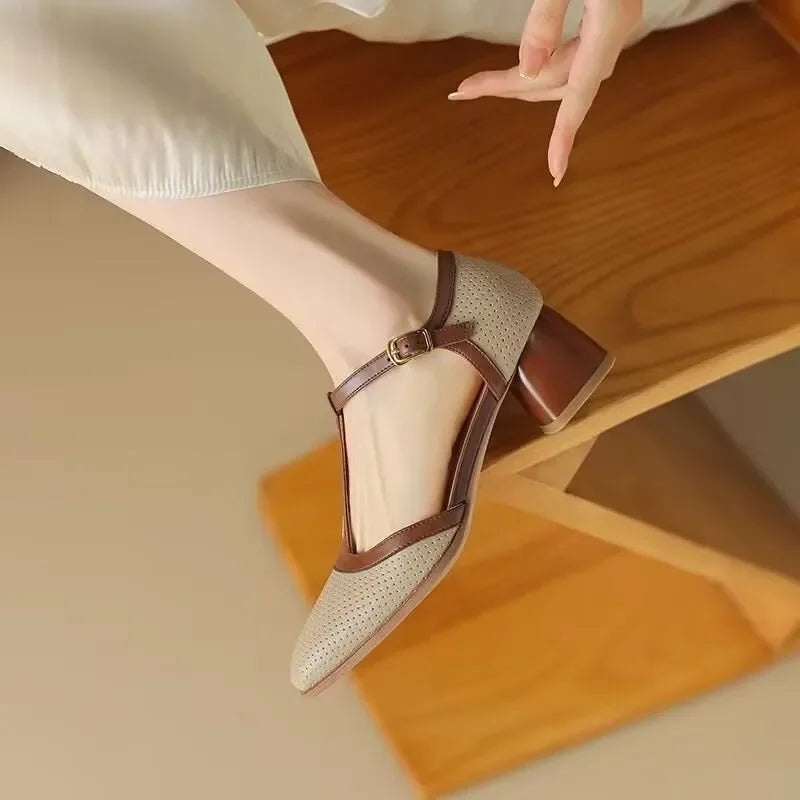 Scarpe Isava con tacco medio in vera pelle