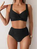 Nicoletta | Bikini bandeau de tela con volantes