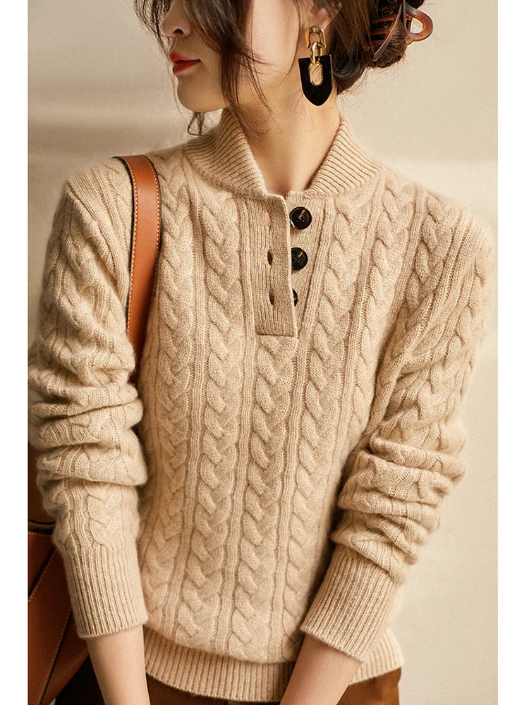 Nora Button Collar Knit Pullover