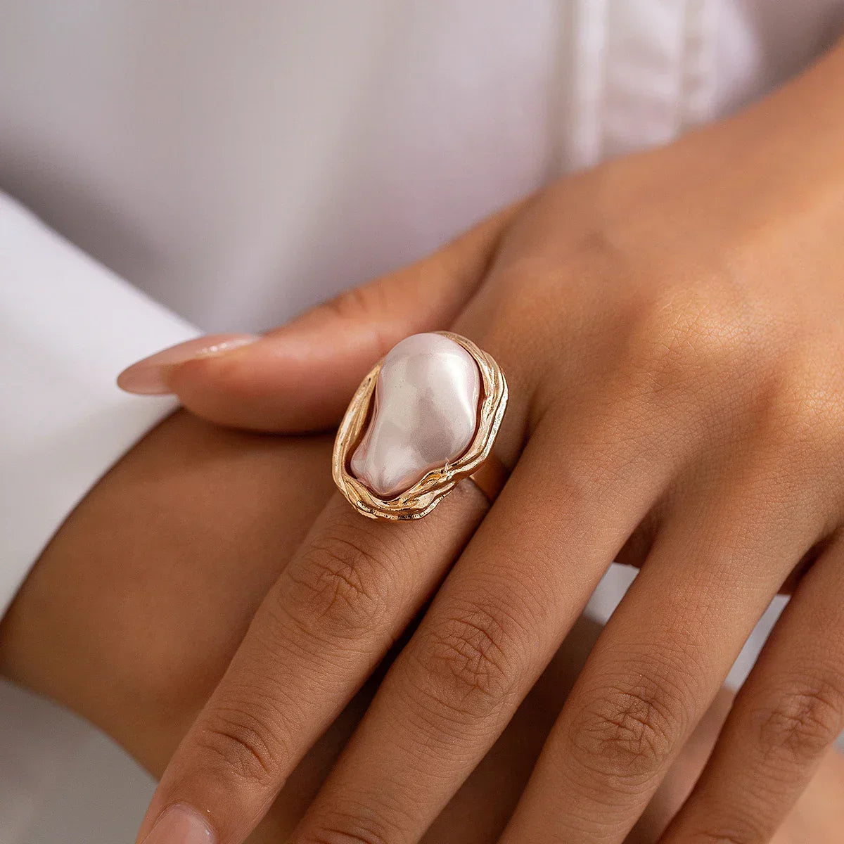 Chunky Baroque Pearl Cocktail Rings
