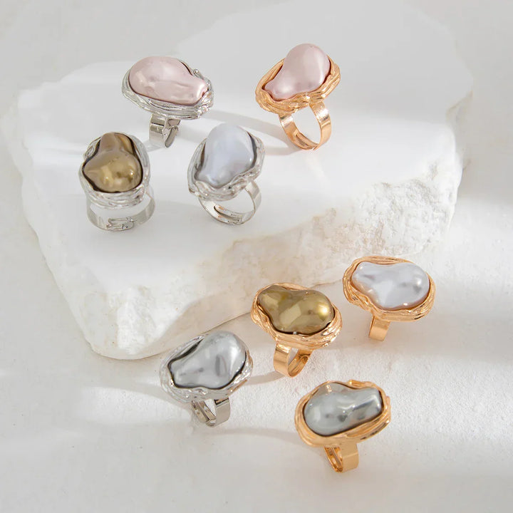 Chunky Baroque Pearl Cocktail Rings
