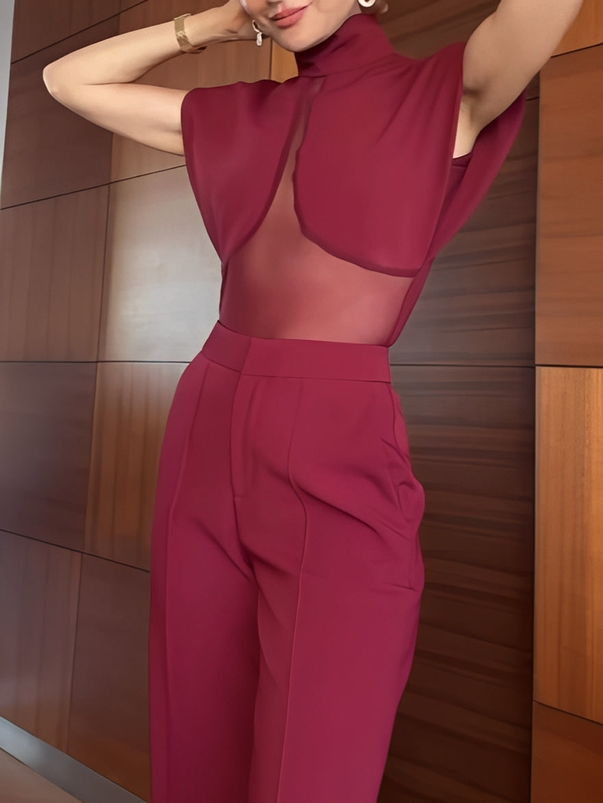 Veronica set van transparant mesh met patchwork