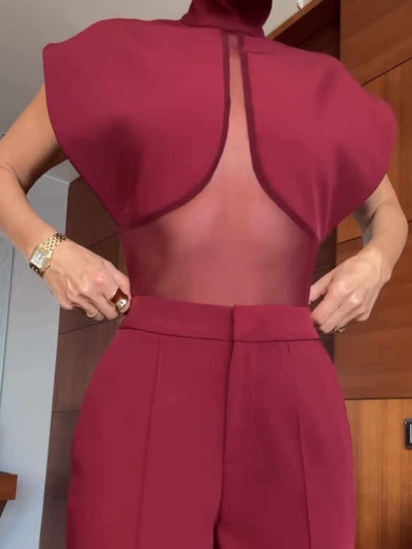 Veronica set van transparant mesh met patchwork