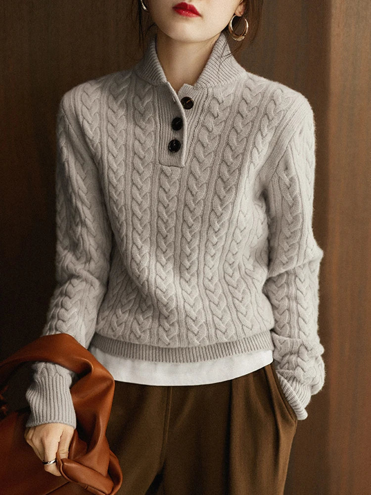 Nora Button Collar Knit Pullover