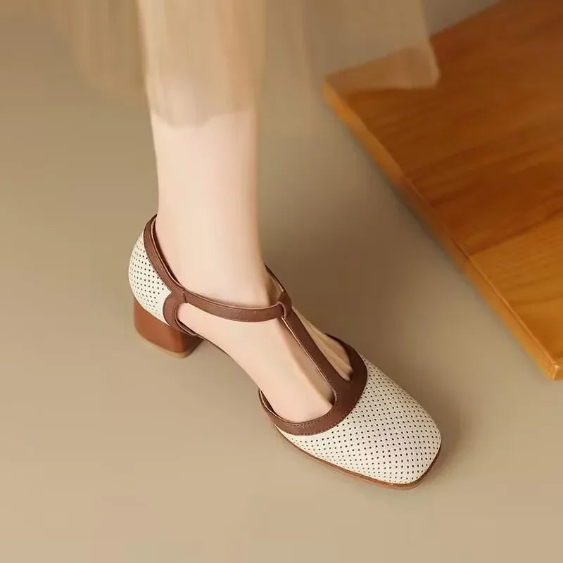 Scarpe Isava con tacco medio in vera pelle