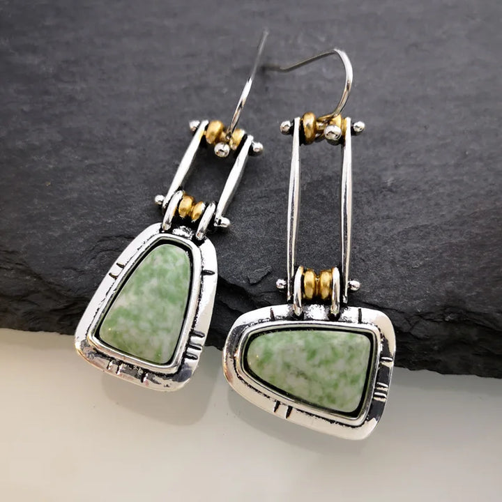 Handcrafted Turquoise Silver Drop Earrings