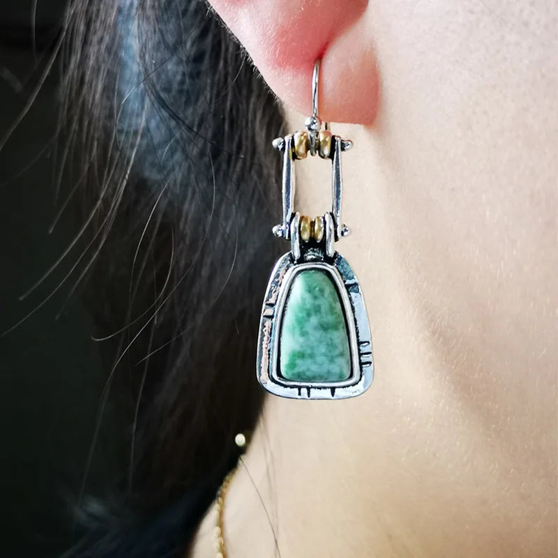 Handcrafted Turquoise Silver Drop Earrings