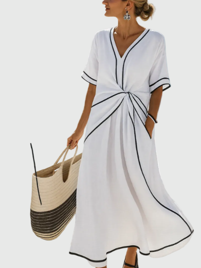 Helena | Gedrapeerde kustmaxijurk