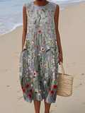 Cara wildebloemenmidijurk