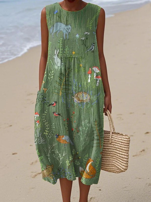 Robe midi forestière Hope