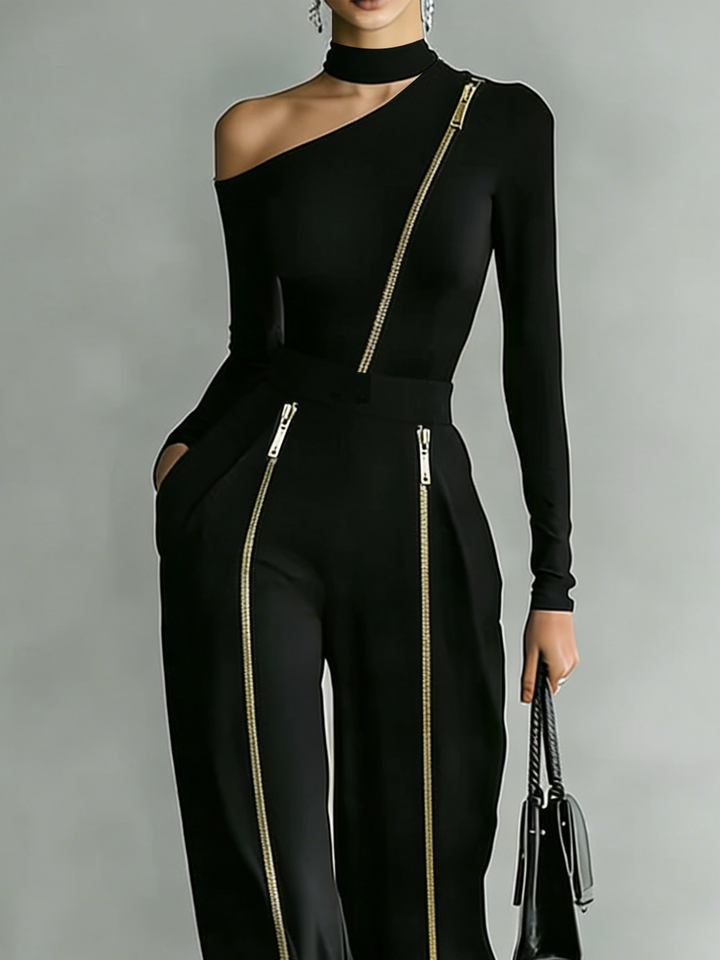 Conjunto Off-Shoulder con Cremallera Sienna