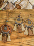 Conjunto de colar e brincos com borlas boêmias Isabella