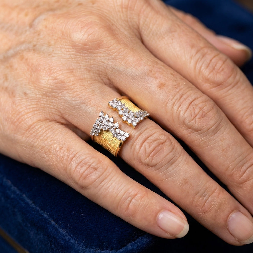 Vintage Gold Plated Cubic Zirconia Wide Ring