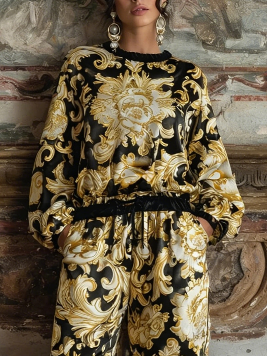 Conjunto Isabella de Roupas Confortáveis com Estampa Floral Barroca