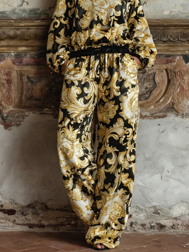 Conjunto Isabella de Roupas Confortáveis com Estampa Floral Barroca