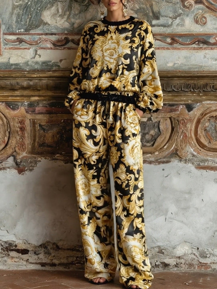 Conjunto Isabella de Roupas Confortáveis com Estampa Floral Barroca