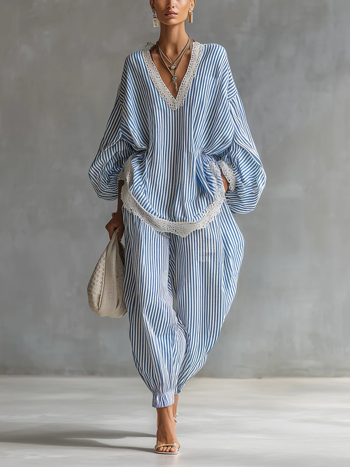 Conjunto Azul Listrado Sofia