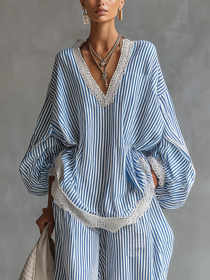 Conjunto Azul Listrado Sofia
