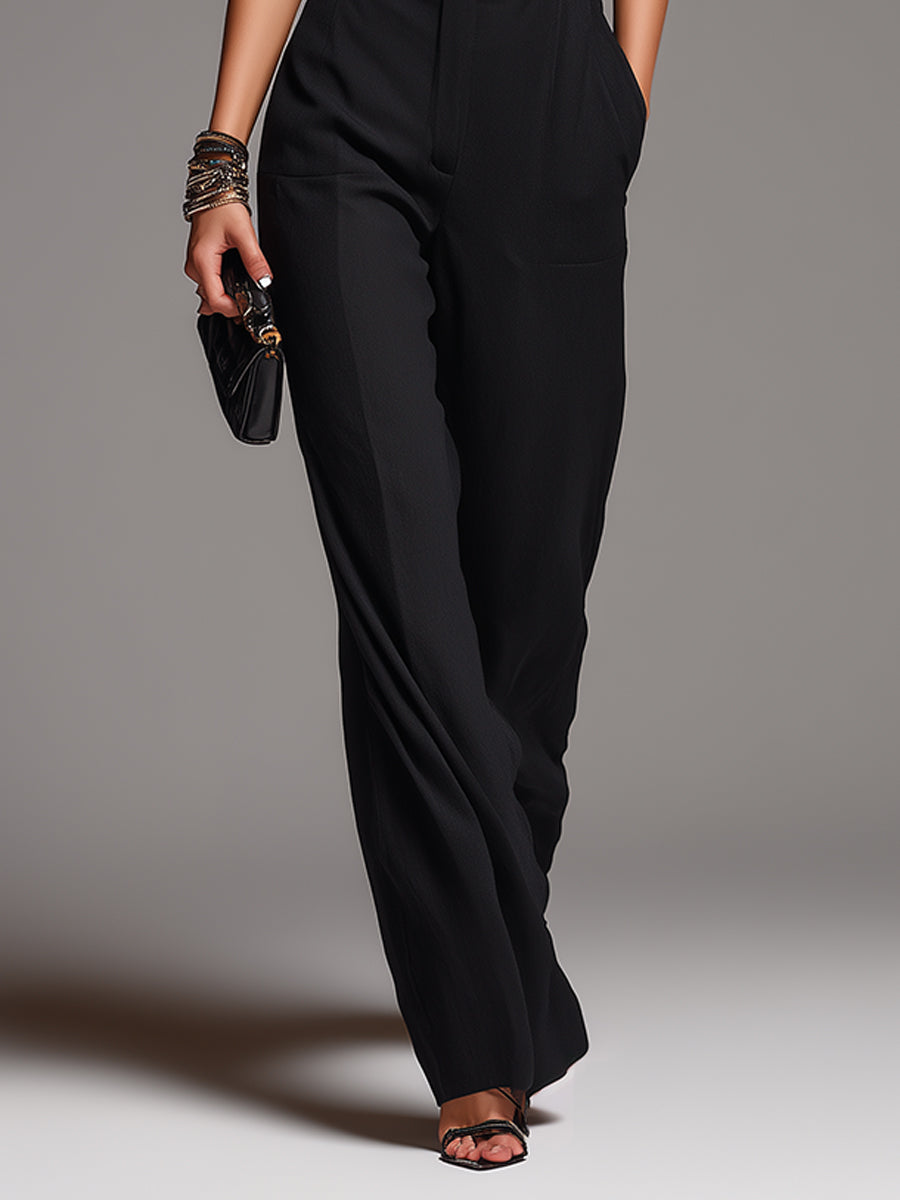 Conjunto de Blusa de Gasa y Pantalones de Pierna Ancha Celeste