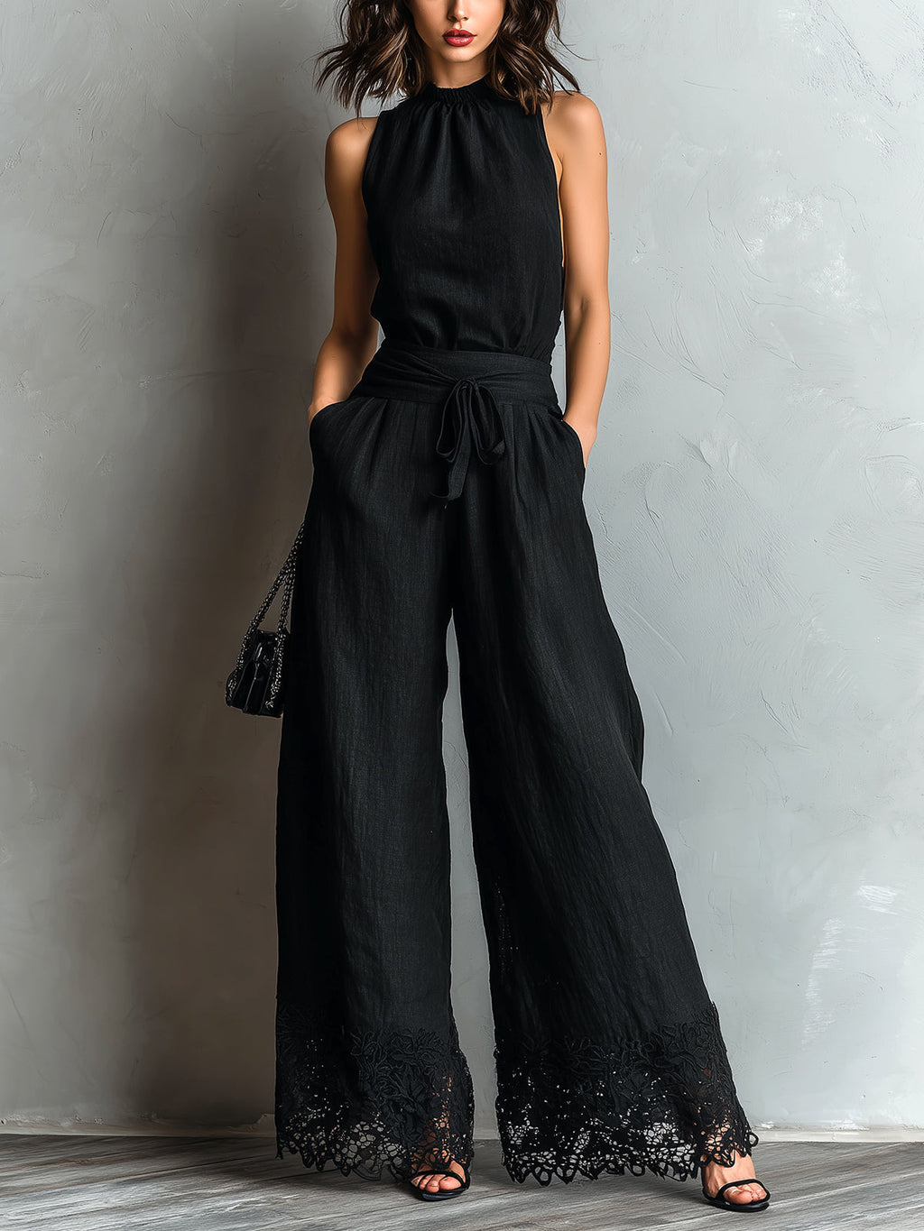 Conjunto de chaleco halter Lila
