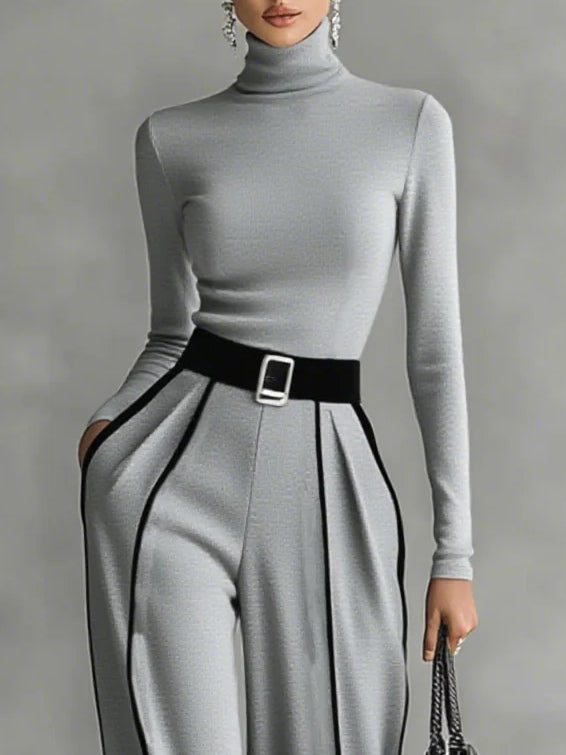 Completo con top a collo alto e pantaloni a gamba larga Sophia