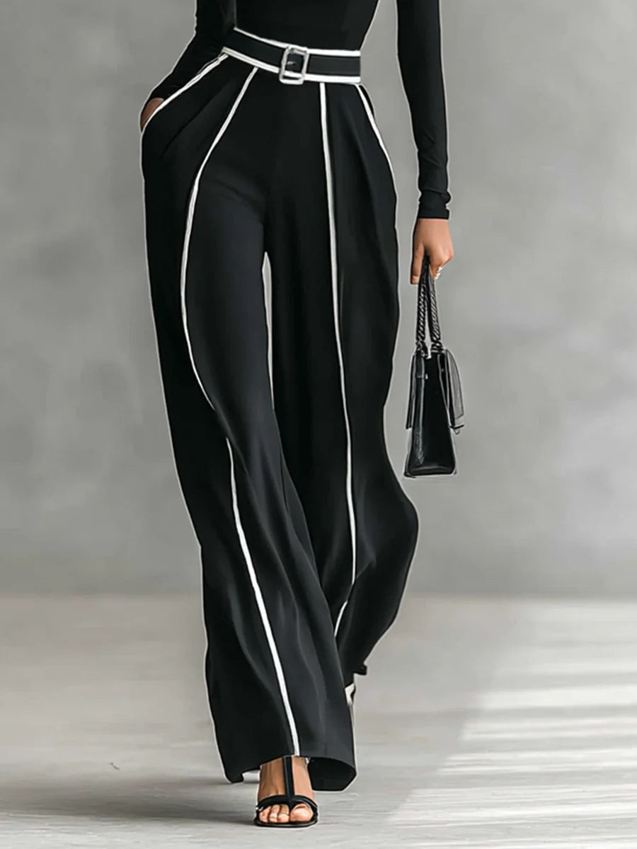 Completo con top a collo alto e pantaloni a gamba larga Sophia