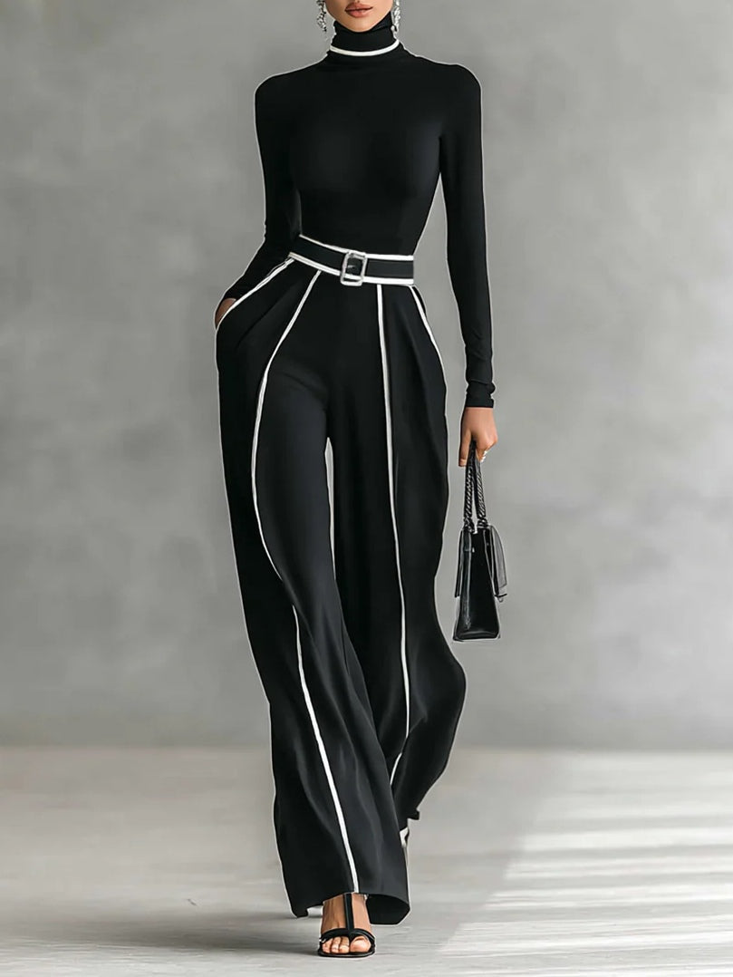Completo con top a collo alto e pantaloni a gamba larga Sophia