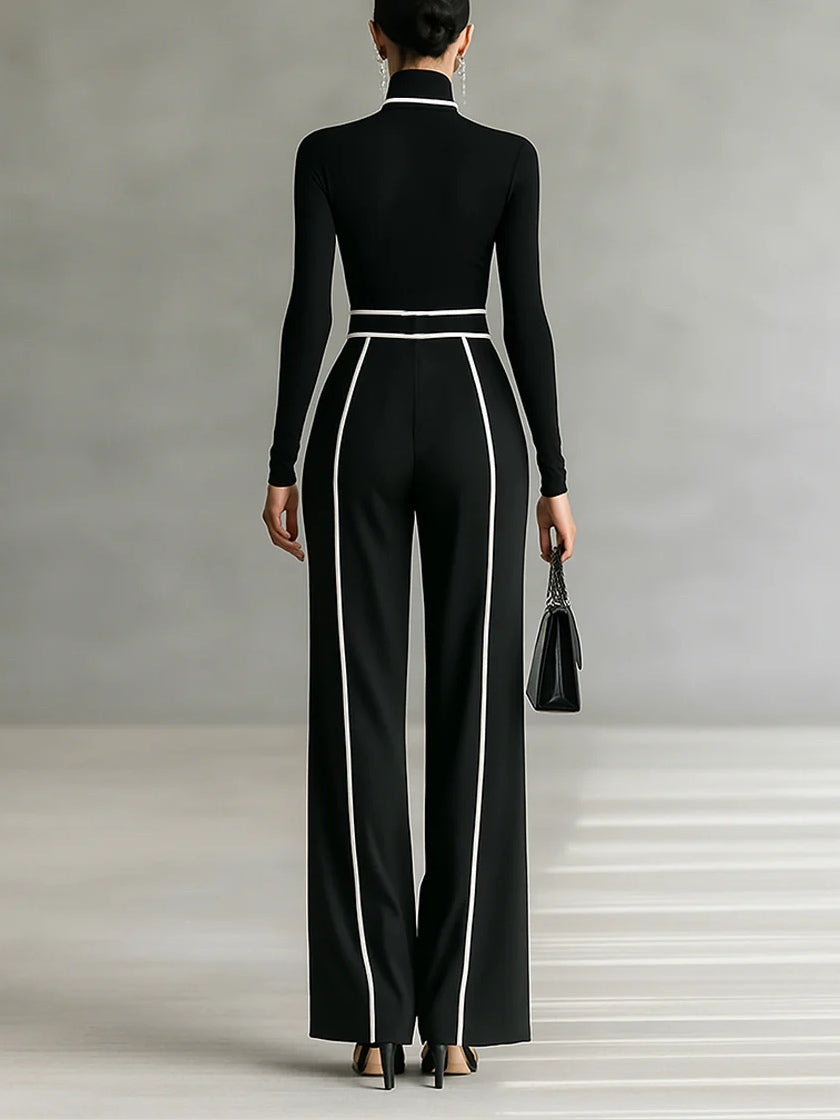 Completo con top a collo alto e pantaloni a gamba larga Sophia