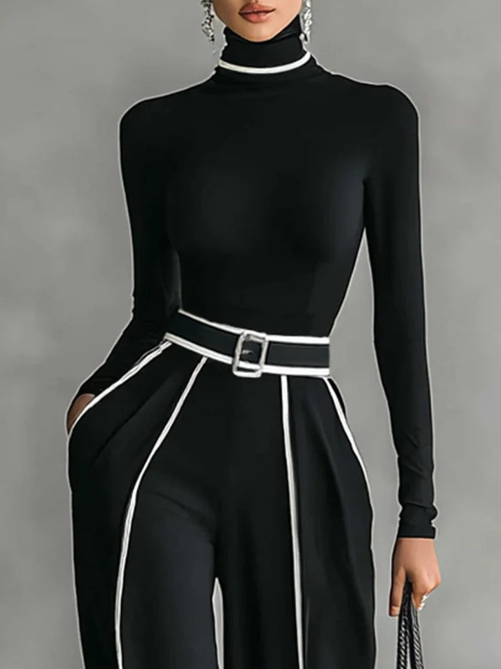 Completo con top a collo alto e pantaloni a gamba larga Sophia