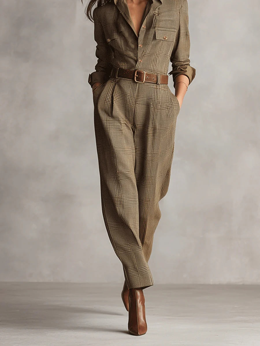 Anna | elegante geruite jumpsuit