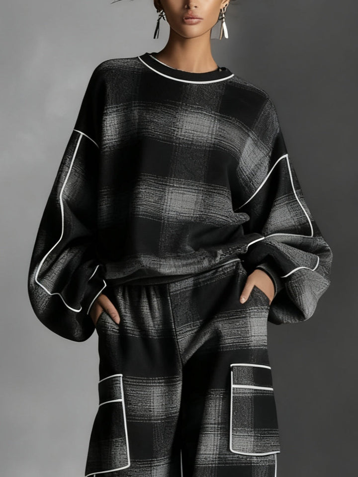 Conjunto de Sudadera y Pantalones a Cuadros Grayden