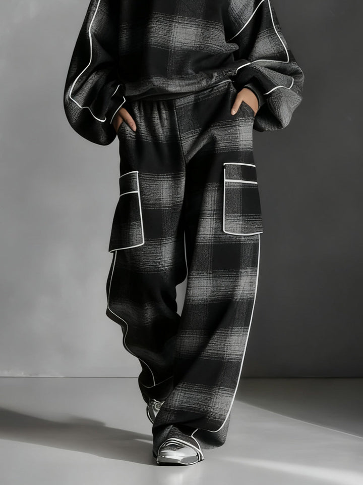 Conjunto de Sudadera y Pantalones a Cuadros Grayden