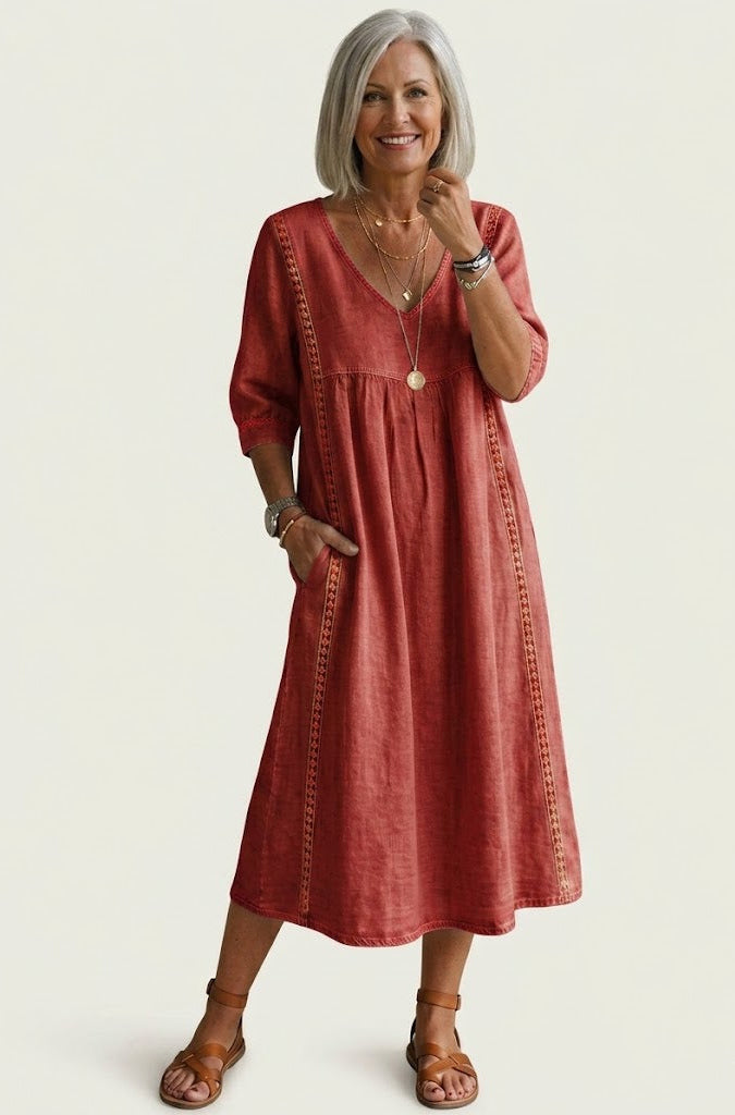 Juliette I Vestido maxi elegante com corte evasê
