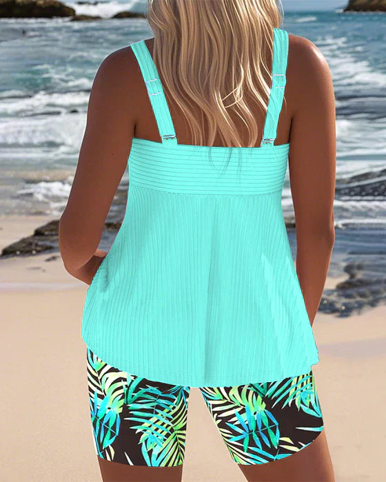 Daphne - Conjunto de tankini canelado que valoriza a silhueta