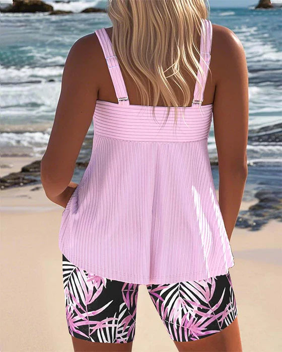 Daphne - Conjunto de tankini canelado que valoriza a silhueta