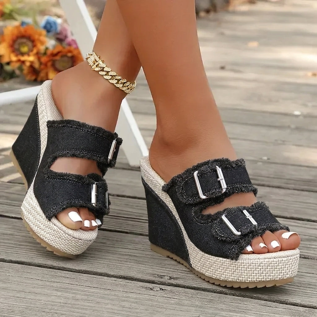 Atelier | Sandalias de cuña con bordes deshilachados