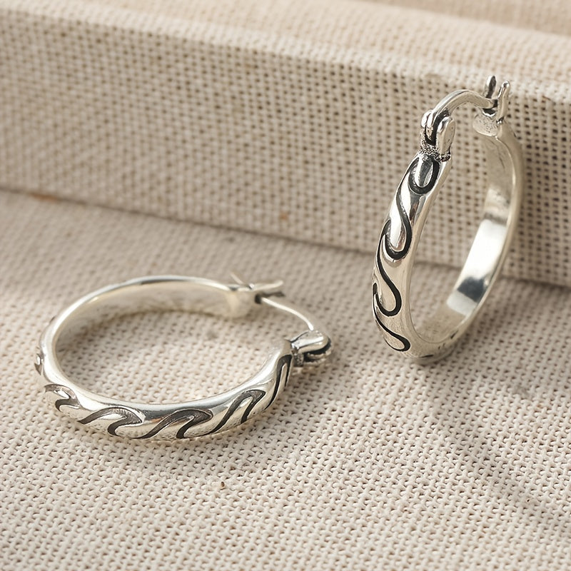 Vintage Textured Boho Hoop Earrings