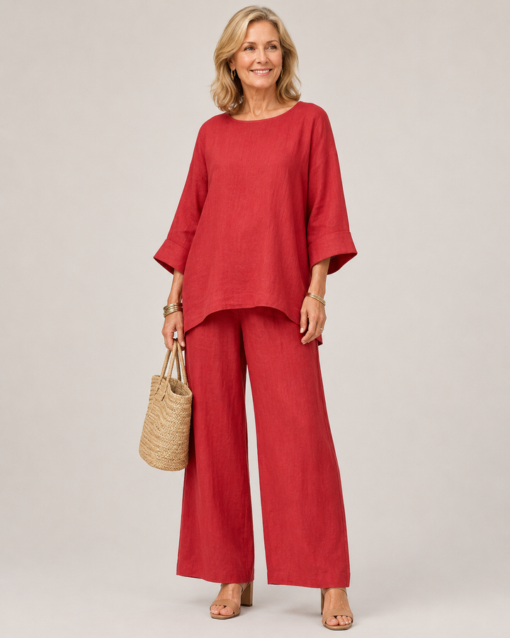Prue | Conjunto túnica oversize con pantalón de pierna ancha