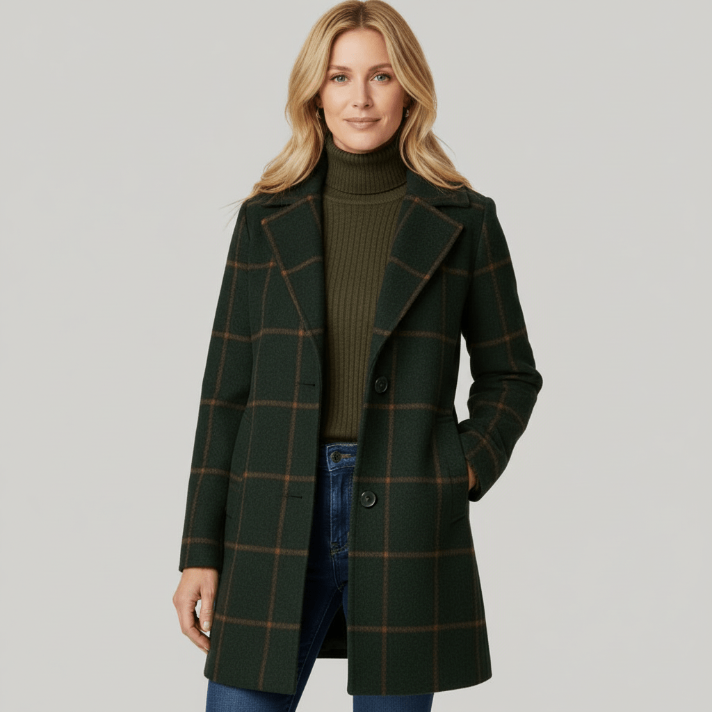 Adriana | Plaid Winter Trench Coat