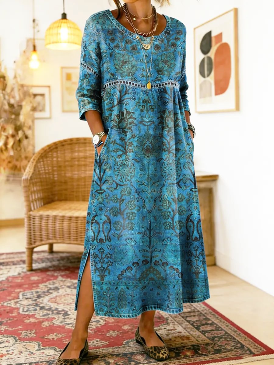 Carmen | Vestido azul estampado