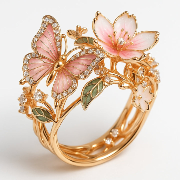 Nature Bright Butterfly Zirconia Ring