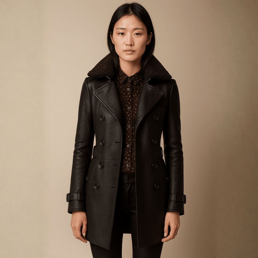 Allesia | Elegante cappotto in pelle